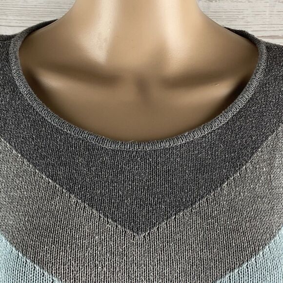 Liz Claiborne SweaterGray Blue Chevron Striped Cotton Blend - Picture 2 of 12